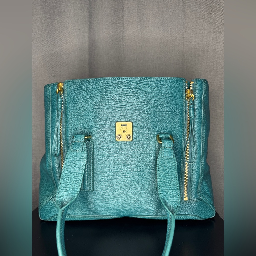 3.1 Philip Lim Pashli Top Handle Leather Satchel Bag in Dark Teal - Picture 11 of 16
